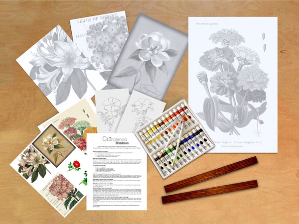 Chirpwood Shadows Multi-Canvas Art Kit: Botanicals Paint Kit Paint by Shadows Paint by Numbers Alternative